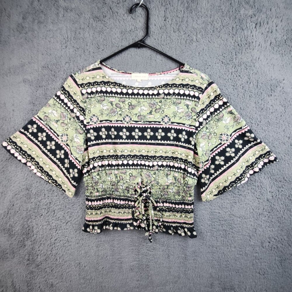 Women's Kimono Sleeve Smocked Waist Floral Boho‎ Print Medium Urban Girl CUTE!